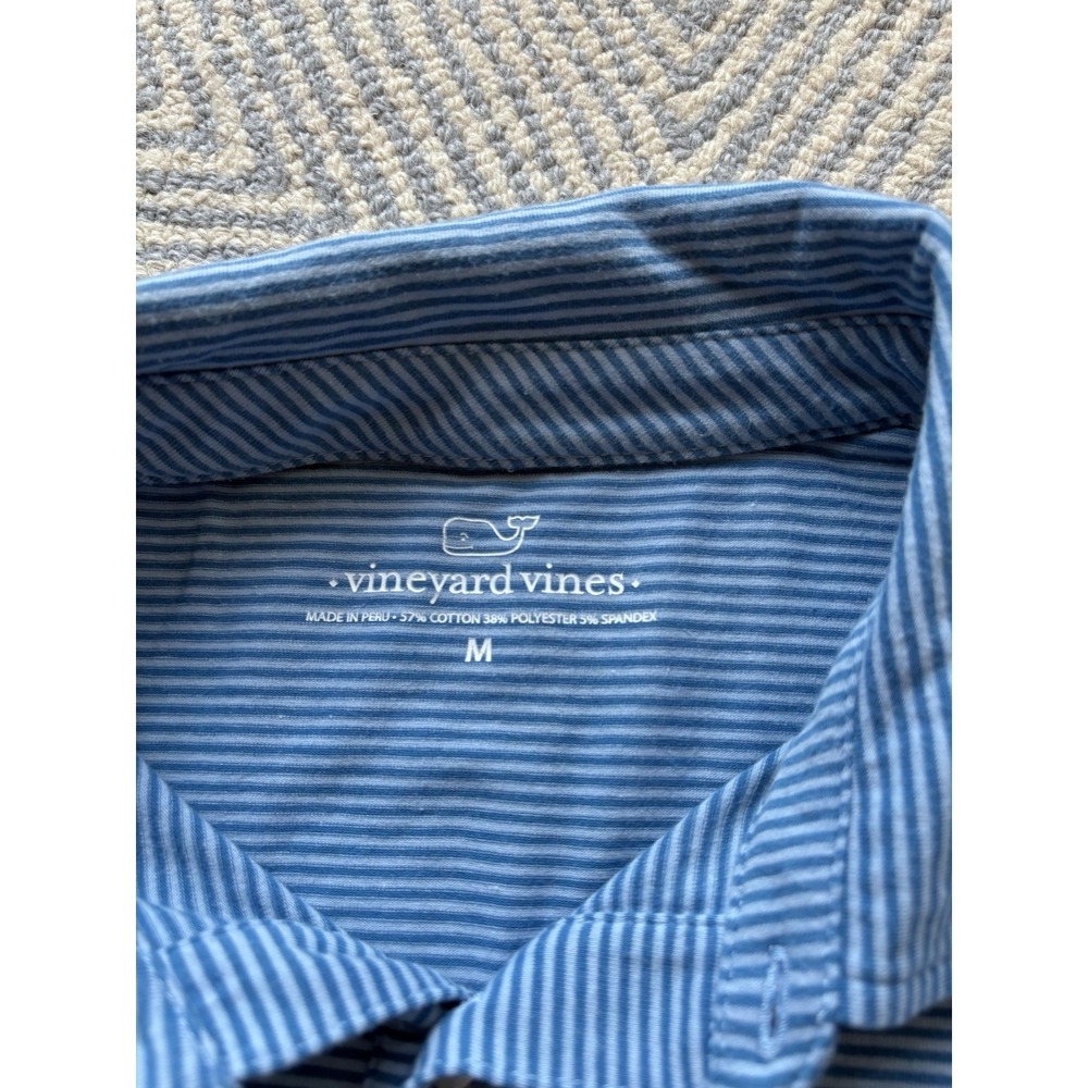 Vineyard Vines Cotton/Poly/Spandex pocket Polo Shirt - Blue/Blue Stripe - Medium - Picture 2 of 3
